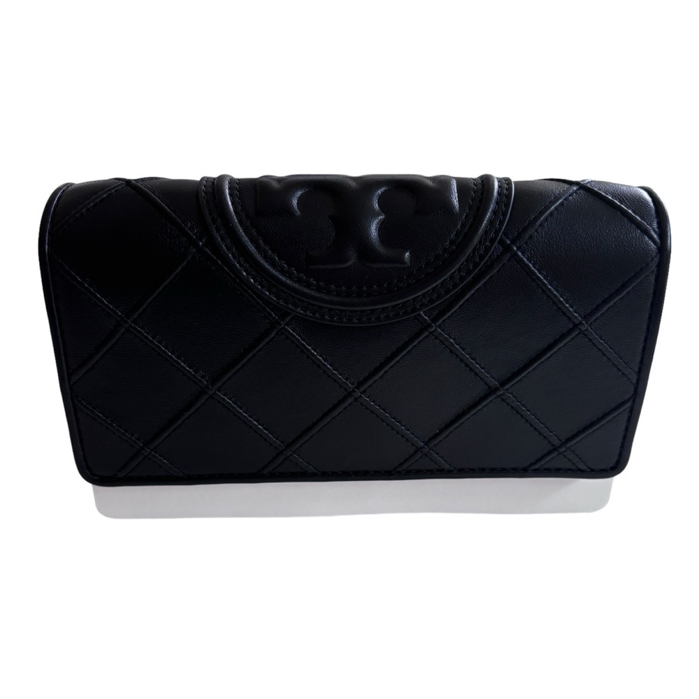 Black Quilted Leather Clutch By Tory Burch